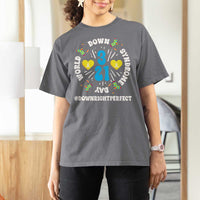 World Down Syndrome Day T Shirt For Women 321 Awareness Support Blue Yellow Ribbon