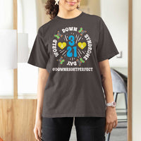 World Down Syndrome Day T Shirt For Women 321 Awareness Support Blue Yellow Ribbon
