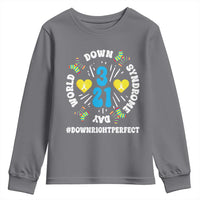 World Down Syndrome Day Youth Sweatshirt 321 Awareness Support Blue Yellow Ribbon