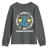 World Down Syndrome Day Youth Sweatshirt 321 Awareness Support Blue Yellow Ribbon