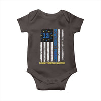 World Down Syndrome Day Baby Onesie Blue Yellow Ribbon American Flag 321