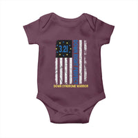 World Down Syndrome Day Baby Onesie Blue Yellow Ribbon American Flag 321
