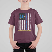 World Down Syndrome Day T Shirt For Kid Blue Yellow Ribbon American Flag 321