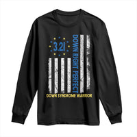 World Down Syndrome Day Long Sleeve Shirt Blue Yellow Ribbon American Flag 321