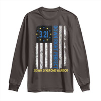 World Down Syndrome Day Long Sleeve Shirt Blue Yellow Ribbon American Flag 321