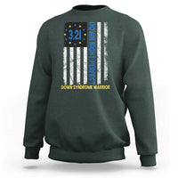 World Down Syndrome Day Sweatshirt Blue Yellow Ribbon American Flag 321