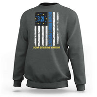 World Down Syndrome Day Sweatshirt Blue Yellow Ribbon American Flag 321