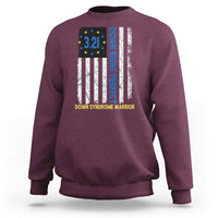 World Down Syndrome Day Sweatshirt Blue Yellow Ribbon American Flag 321