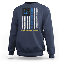 World Down Syndrome Day Sweatshirt Blue Yellow Ribbon American Flag 321