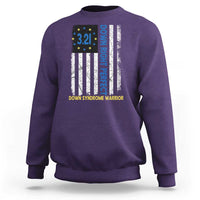 World Down Syndrome Day Sweatshirt Blue Yellow Ribbon American Flag 321