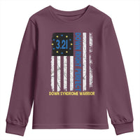 World Down Syndrome Day Youth Sweatshirt Blue Yellow Ribbon American Flag 321