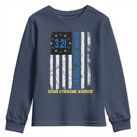 World Down Syndrome Day Youth Sweatshirt Blue Yellow Ribbon American Flag 321