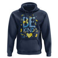 World Down Syndrome Day Hoodie Awareness Support Blue Yellow Ribbon Be Nice Kind