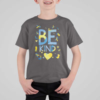 World Down Syndrome Day T Shirt For Kid Awareness Support Blue Yellow Ribbon Be Nice Kind