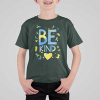 World Down Syndrome Day T Shirt For Kid Awareness Support Blue Yellow Ribbon Be Nice Kind