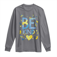 World Down Syndrome Day Long Sleeve Shirt Awareness Support Blue Yellow Ribbon Be Nice Kind