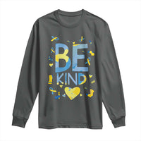 World Down Syndrome Day Long Sleeve Shirt Awareness Support Blue Yellow Ribbon Be Nice Kind