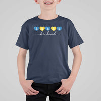 Down Syndrome Awareness T Shirt For Kid Blue Yellow Ribbon Be Kind