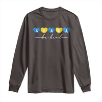 Down Syndrome Awareness Long Sleeve Shirt Blue Yellow Ribbon Be Kind