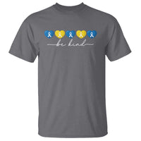 Down Syndrome Awareness T Shirt Blue Yellow Ribbon Be Kind