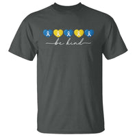 Down Syndrome Awareness T Shirt Blue Yellow Ribbon Be Kind