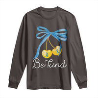 World Down Syndrome Day Long Sleeve Shirt Blue Yellow Cherry Bow Coquette Be Kind