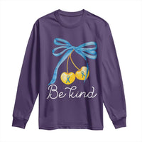 World Down Syndrome Day Long Sleeve Shirt Blue Yellow Cherry Bow Coquette Be Kind