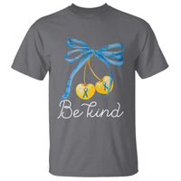 World Down Syndrome Day T Shirt Blue Yellow Cherry Bow Coquette Be Kind