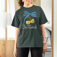 World Down Syndrome Day T Shirt For Women Blue Yellow Cherry Bow Coquette Be Kind