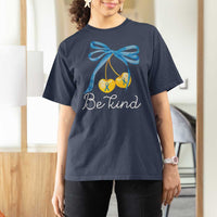 World Down Syndrome Day T Shirt For Women Blue Yellow Cherry Bow Coquette Be Kind