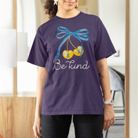World Down Syndrome Day T Shirt For Women Blue Yellow Cherry Bow Coquette Be Kind