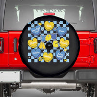 World Down Syndrome Day Spare Tire Cover Blue Yellow Ribbon Retro Heart Love
