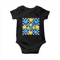 World Down Syndrome Day Baby Onesie Blue Yellow Ribbon Retro Heart Love