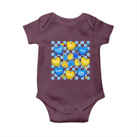 World Down Syndrome Day Baby Onesie Blue Yellow Ribbon Retro Heart Love