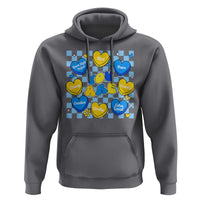 World Down Syndrome Day Hoodie Blue Yellow Ribbon Retro Heart Love