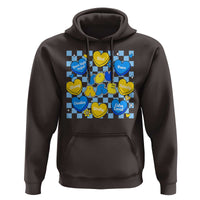 World Down Syndrome Day Hoodie Blue Yellow Ribbon Retro Heart Love