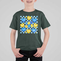 World Down Syndrome Day T Shirt For Kid Blue Yellow Ribbon Retro Heart Love