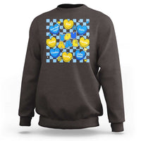 World Down Syndrome Day Sweatshirt Blue Yellow Ribbon Retro Heart Love