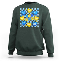 World Down Syndrome Day Sweatshirt Blue Yellow Ribbon Retro Heart Love