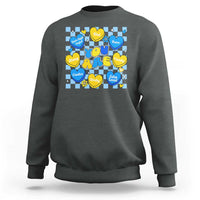 World Down Syndrome Day Sweatshirt Blue Yellow Ribbon Retro Heart Love