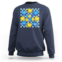 World Down Syndrome Day Sweatshirt Blue Yellow Ribbon Retro Heart Love