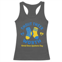 World Down Syndrome Day Racerback Tank Top 321 Awareness Support Shout Their Worth