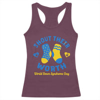 World Down Syndrome Day Racerback Tank Top 321 Awareness Support Shout Their Worth