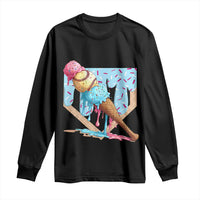 Baseball Ice Cream Dripping Long Sleeve Shirt Baseball Bat Home Plate Drip