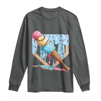 Baseball Ice Cream Dripping Long Sleeve Shirt Baseball Bat Home Plate Drip