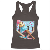 Baseball Ice Cream Dripping Racerback Tank Top Baseball Bat Home Plate Drip