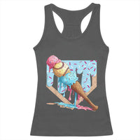 Baseball Ice Cream Dripping Racerback Tank Top Baseball Bat Home Plate Drip