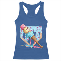 Baseball Ice Cream Dripping Racerback Tank Top Baseball Bat Home Plate Drip