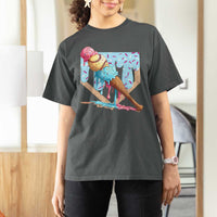 Baseball Ice Cream Dripping T Shirt For Women Baseball Bat Home Plate Drip