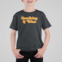 Funny Drinking T Shirt For Kid Sunshine & Wine Retro Drinking Summer Vintage 70's